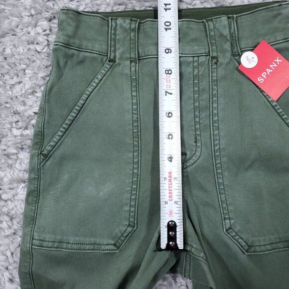READ Spanx Tall Stretch Twill Ankle Cargo Pant Women's Size XS Green Pull On - Picture 11 of 13
